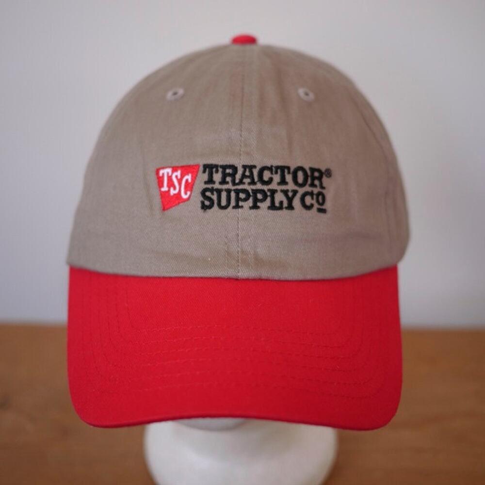 NEW Tractor Supply TSC Embroidered Cotton Khaki Red Cap Hat One Size Adjust